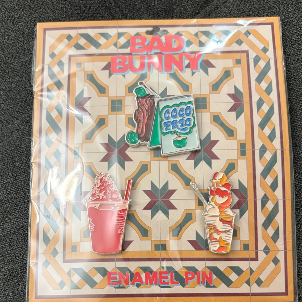 Bad bunny original merch Enamel Pin Set
